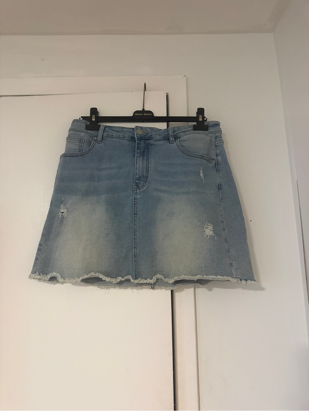 Fashion Nova Light Blue Distressed Denim Mini Skirt